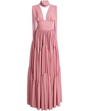 Harithand Exclusive Cara Mia Ruffled Silk Georgette Maxi Dress - Pink