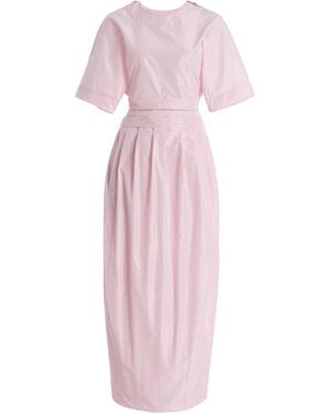 STAUD Michelina Pleated Shell Midi Dress - Pink