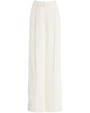 Oscar de la Renta Fringed Fil Coupe Wide-leg Trousers - White