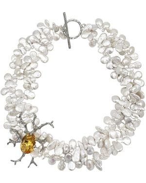 Dorian Webb Sterling Double-Strand Pearl Necklace With Coral And Citrine Accent - White
