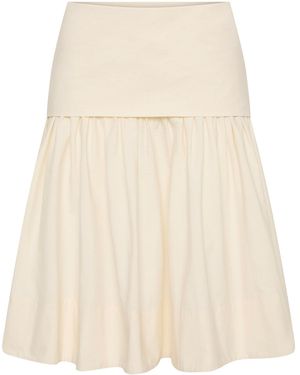 St. Agni Circle Hem Gathered Cotton Skirt - Natural