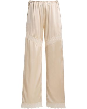 THE GARMENT Cata Lace-Trimmed Silk Wide-Leg Trousers - Natural