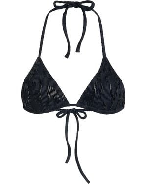 Ziah Embroidered Triangle Bikini Top - Black