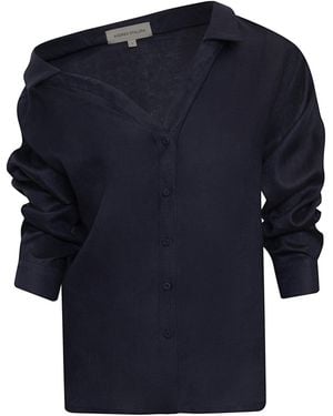 ANDRES OTALORA Sefara Relaxed Linen Blouse - Blue