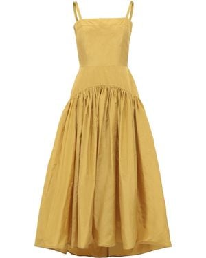 Martin Grant Gathered Drop-waist Silk Midi Dress - Yellow