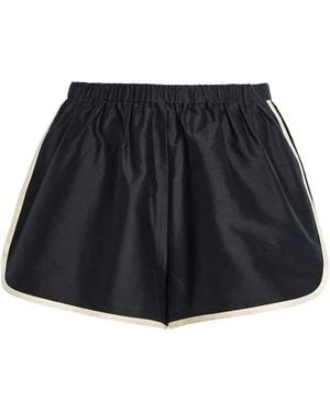 DONNI. Striped Silk Taffeta Mini Shorts - Black