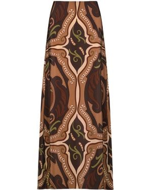 Johanna Ortiz Nuevos Territorios Silk Maxi Skirt - Brown