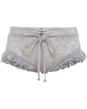 Siedres Peonie Ruffled Knit Shorts - Grey