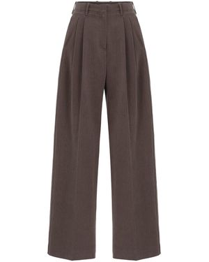 Source Unknown Cassandre Herringbone Cotton Trousers - Brown