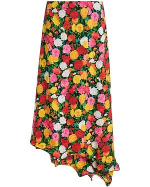 Brandon Maxwell Georgia Ripple Hem Silk Midi Skirt - White