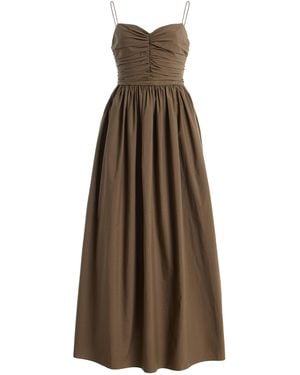 Matteau Gathered Bodice Cotton Midi Dress - Natural