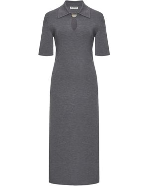 Jil Sander Virgin Wool Polo Dress - Grey