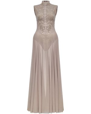 Montsand Sleeveless Jacquard Maxi Dress - Natural