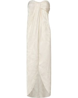 Johanna Ortiz Graceful Satin-Jacquard Longline Top - White