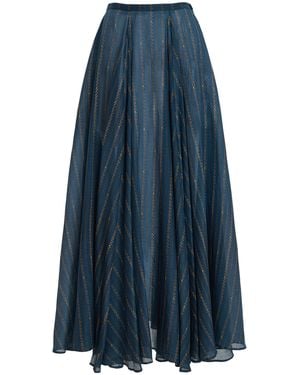 Franchise Savannah Cotton-Silk Maxi Skirt - Blue