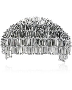 Cult Gaia Jaala Nano Beaded Leather Clutch - Metallic