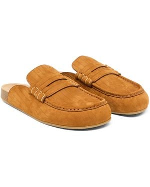 JW Anderson Stitch Suede Loafer Mules - Orange