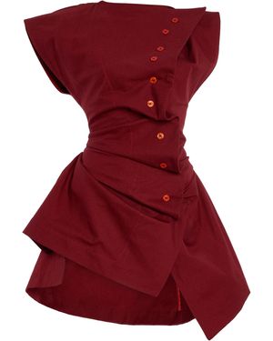 Christopher John Rogers Laced-Back Cotton Shirt - Red