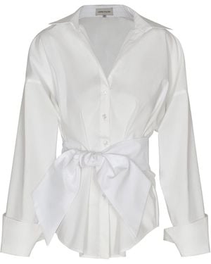 ANDRES OTALORA Ese Momento Bow-Detailed Cotton-Poplin Shirt - White