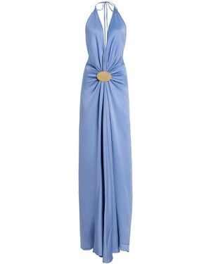 Silvia Tcherassi Exclusive Aiko Gathered Satin Maxi Dress - Blue