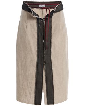 Mel Usine Victoire Linen Deconstructed Cincher Pencil Skirt - Brown