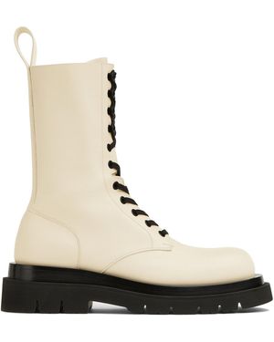 Bottega Veneta Lug Lace-up Boot Military Calf - White