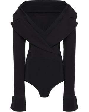 A.W.A.K.E. MODE Tailored Off-the-shoulder Crepe Bodysuit - Black