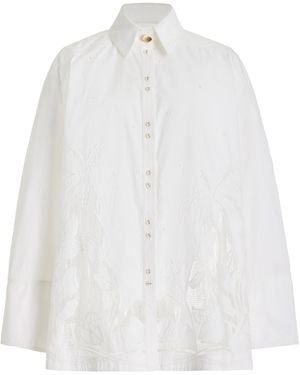 Aje. Agua Embroidered Cotton Shirt - White