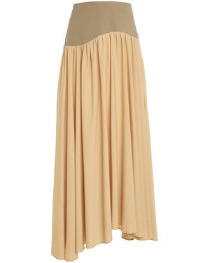Sloan Exclusive Long Wave Stretch-Crepe Skirt - Natural
