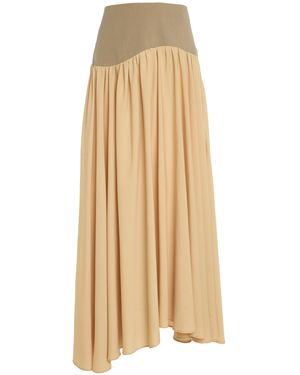 Sloan Exclusive Long Wave Stretch-Crepe Skirt - Natural