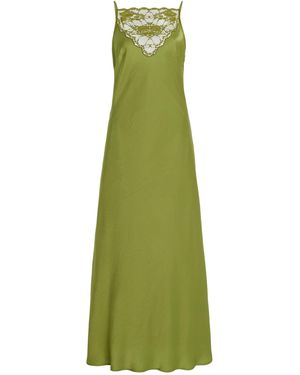 By Malene Birger Libbie Lace-Trimmed Satin Midi Dress - Green