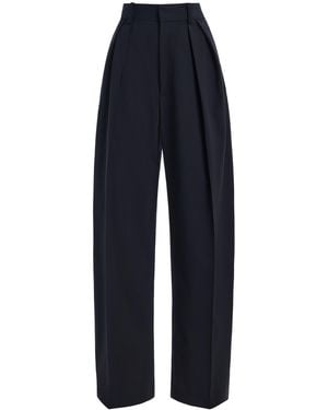 Kallmeyer Joel Pleated Straight Leg Wool Suiting Trousers - Blue