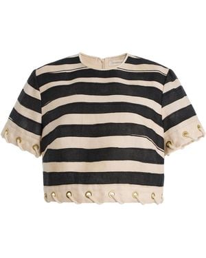 Zimmermann Rebellion Striped Linen Rope Top - Black