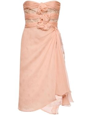 Valentino Garavani Lace-Trimmed Chiffon Mini Dress - Pink