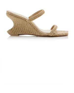 Cult Gaia Raven Raffia Wedge Sandals - Natural
