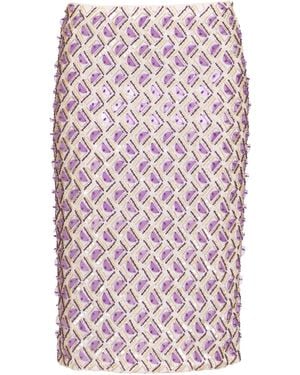 DES_PHEMMES Geometric Sequined Cotton Midi Skirt - Pink