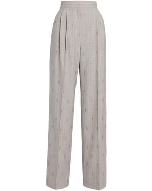 Erdem Pinstripe Wool-Blend Wide-Leg Trousers - Grey