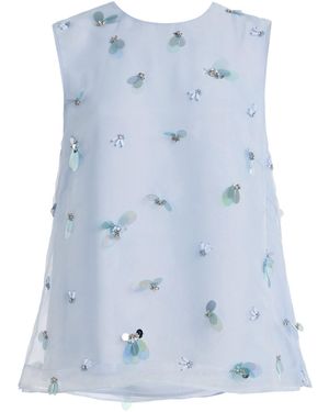 Jonathan Simkhai Celia Embellished Silk Top - Blue
