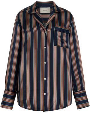 Asceno The Paris Striped Silk Shirt - Black