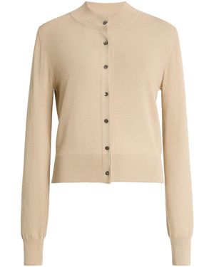 Brandon Maxwell Aubrey Crew Neck Cardigan - Natural