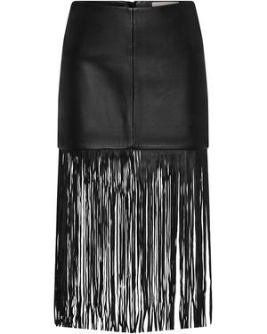 St. Agni Fringe Leather Skirt - Black