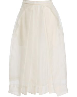 Kamperett Exclusive Brise Silk Organza Midi Skirt - White