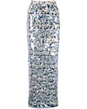 Paris Georgia Basics Mermaid Sequined Knit Maxi Skirt - White