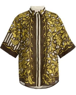 ALÉMAIS Mona Printed Hemp Shirt - Green
