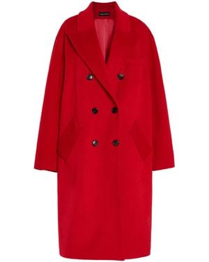 Sergio Hudson Oversized Double-Breasted Wool-Cashmere Coat - Red