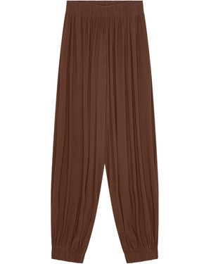 Birrot Lay1 Gathered Wide-Leg Trousers - Brown