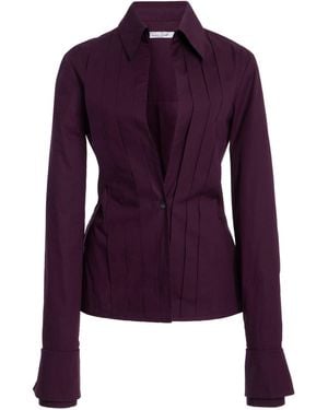LAQUAN SMITH Double Cuff Button Down Cotton Top - Purple