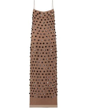 Lela Rose Paillette-Embroidered Georgette Slip Dress - Natural