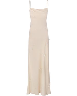 Anna October Faya Flower-embellished Open Back Maxi Dress - White