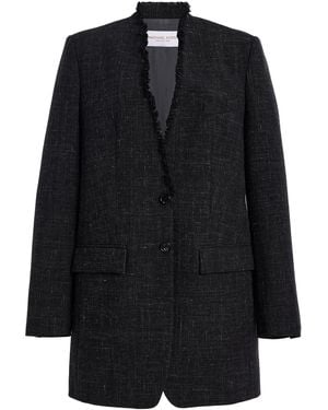 Michael Kors Frayed Wool-Linen Blazer - Black